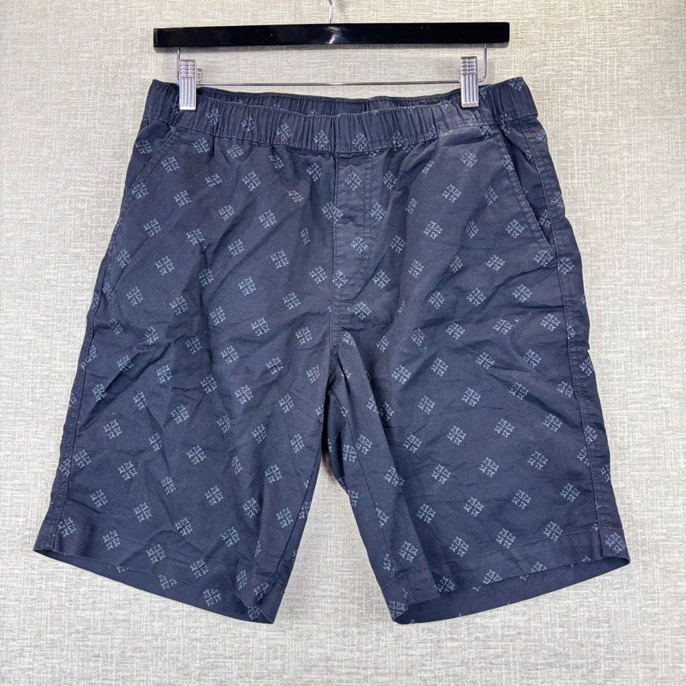 Uniqlo Mens Medium Navy Blue Geometric Star Print Elastic Waist Casual Shorts